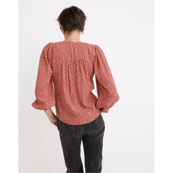 NWT Madewell Kinston Side Button Wrap Red Top Size Small - Picture 3 of 12